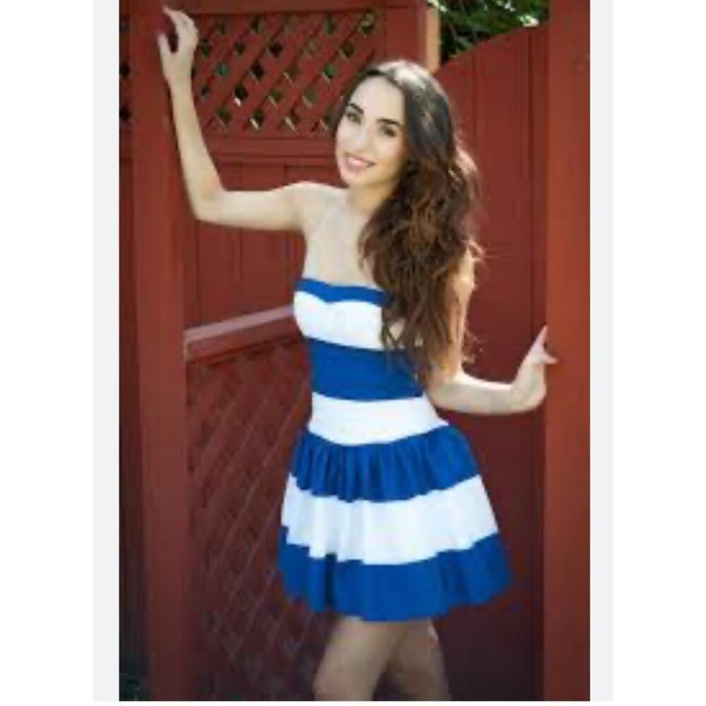 Abercrombie & Fitch Blue White Striped Sleeveless Summer Dress Size Large